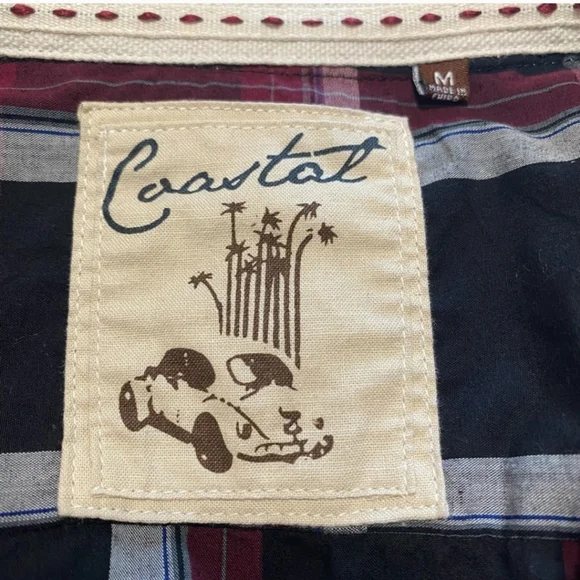 Costal Short Sleeve Plaid Shirt Men Size M - Picture 3 of 7